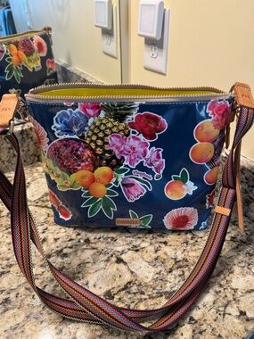 Consuela Navy Floral & Fruit Crossbody Bag with Multicolor Strap